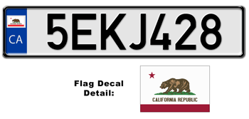 CALIFORNIA EUROSTYLE LICENSE PLATE -- EMBOSSED WITH YOUR CUSTOM NUMBER