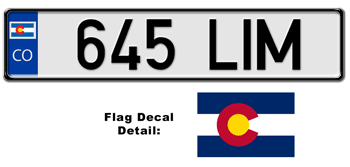 COLORADO EUROSTYLE LICENSE PLATE -- 