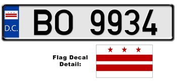 DISTRICT OF COLUMBIA EUROSTYLE LICENSE PLATE -- EMBOSSED WITH YOUR CUSTOM NUMBER