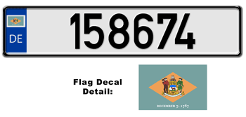 DELAWARE EUROSTYLE LICENSE PLATE -- EMBOSSED WITH YOUR CUSTOM NUMBER