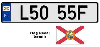 FLORIDA EUROSTYLE LICENSE PLATE -- EMBOSSED WITH YOUR CUSTOM NUMBER