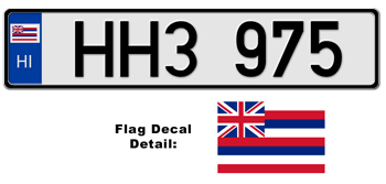 HAWAII EUROSTYLE LICENSE  PLATE  -- EMBOSSED WITH YOUR CUSTOM NUMBER
