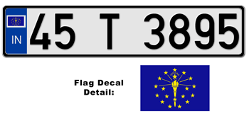 INDIANA EUROSTYLE LICENSE  PLATE  -- 