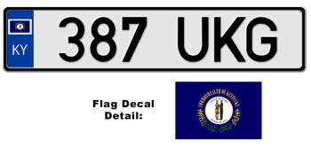 KENTUCKY EUROSTYLE LICENSE  PLATE  -- EMBOSSED WITH YOUR CUSTOM NUMBER