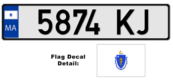 MASSACHUSETTS EUROSTYLE LICENSE  PLATE  -- EMBOSSED WITH YOUR CUSTOM NUMBER