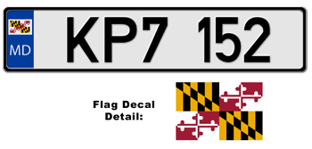 MARYLAND EUROSTYLE LICENSE PLATE -- EMBOSSED WITH YOUR CUSTOM NUMBER