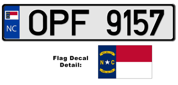 NORTH CAROLINA EUROSTYLE LICENSE PLATE -- 