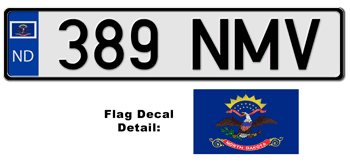 NORTH DAKOTA EUROSTYLE LICENSE PLATE -- EMBOSSED WITH YOUR CUSTOM NUMBER