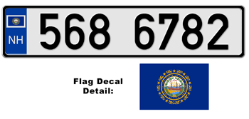 NEW HAMPSHIRE EUROSTYLE LICENSE PLATE -- EMBOSSED WITH YOUR CUSTOM NUMBER