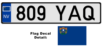 NEVADA EUROSTYLE LICENSE PLATE -- EMBOSSED WITH YOUR CUSTOM NUMBER