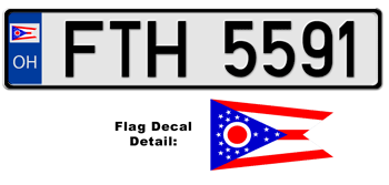 OHIO EUROSTYLE LICENSE PLATE -- EMBOSSED WITH YOUR CUSTOM NUMBER