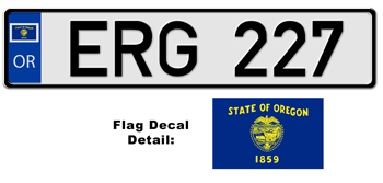 OREGON EUROSTYLE LICENSE PLATE -- EMBOSSED WITH YOUR CUSTOM NUMBER