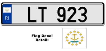 RHODE ISLAND EUROSTYLE LICENSE  PLATE  -- EMBOSSED WITH YOUR CUSTOM NUMBER
