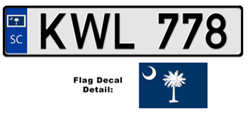 SOUTH CAROLINA EUROSTYLE LICENSE PLATE -- EMBOSSED WITH YOUR CUSTOM NUMBER