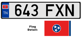TENNESSEE EUROSTYLE LICENSE  PLATE  -- EMBOSSED WITH YOUR CUSTOM NUMBER