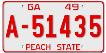 1949 GEORGIA STATE LICENSE PLATE--