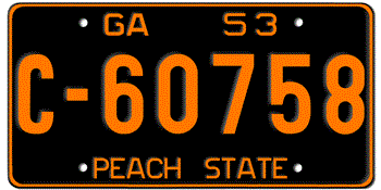1953 GEORGIA STATE LICENSE PLATE--EMBOSSED WITH YOUR CUSTOM NUMBER