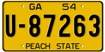 1954 GEORGIA STATE LICENSE PLATE--EMBOSSED WITH YOUR CUSTOM NUMBER