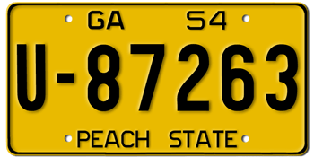 1954 GEORGIA STATE LICENSE PLATE--