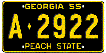 1955 GEORGIA STATE LICENSE PLATE--EMBOSSED WITH YOUR CUSTOM NUMBER