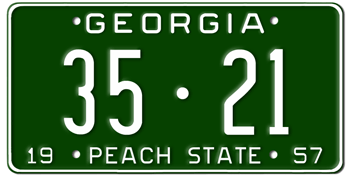 1957 GEORGIA STATE LICENSE PLATE--EMBOSSED WITH YOUR CUSTOM NUMBER