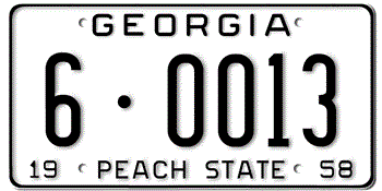 1958 GEORGIA STATE LICENSE PLATE--EMBOSSED WITH YOUR CUSTOM NUMBER