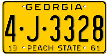 1961 GEORGIA STATE LICENSE PLATE--