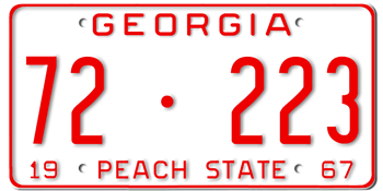 1967 GEORGIA STATE LICENSE PLATE--EMBOSSED WITH YOUR CUSTOM NUMBER