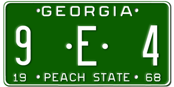 1968 GEORGIA STATE LICENSE PLATE--