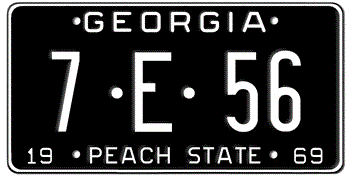 1969 GEORGIA STATE LICENSE PLATE--EMBOSSED WITH YOUR CUSTOM NUMBER