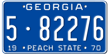 1970 GEORGIA STATE LICENSE PLATE--EMBOSSED WITH YOUR CUSTOM NUMBER