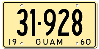 1960 GUAM LICENSE PLATE--EMBOSSED WITH YOUR CUSTOM NUMBER