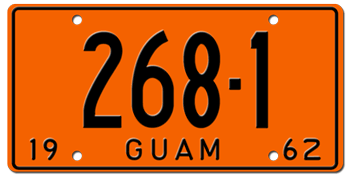 1962 GUAM LICENSE PLATE--EMBOSSED WITH YOUR CUSTOM NUMBER