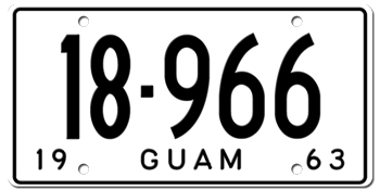 1963 GUAM LICENSE PLATE--EMBOSSED WITH YOUR CUSTOM NUMBER