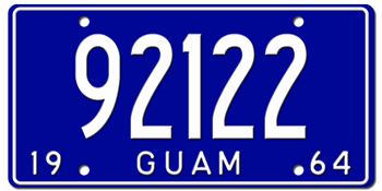 1964 GUAM LICENSE PLATE--EMBOSSED WITH YOUR CUSTOM NUMBER