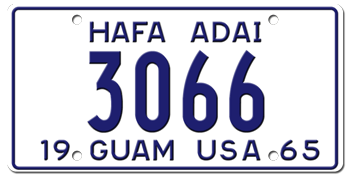 1965 GUAM LICENSE PLATE--EMBOSSED WITH YOUR CUSTOM NUMBER