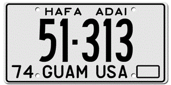 1974 GUAM LICENSE PLATE--EMBOSSED WITH YOUR CUSTOM NUMBER