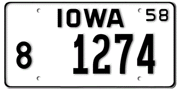 1958 IOWA STATE LICENSE PLATE--EMBOSSED WITH YOUR CUSTOM NUMBER