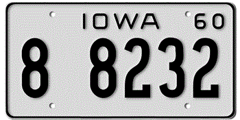 1960 IOWA STATE LICENSE PLATE--