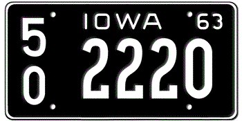 1963 IOWA STATE LICENSE PLATE--