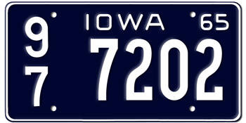 1965 IOWA STATE LICENSE PLATE--