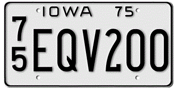 1975 IOWA STATE LICENSE PLATE--EMBOSSED WITH YOUR CUSTOM NUMBER - This plate was also used in 76, 77, and 1978