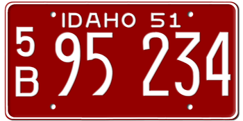 1951 IDAHO STATE LICENSE PLATE-- - This plate also used in 1952