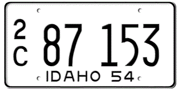 1954 IDAHO STATE LICENSE PLATE--