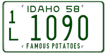 1958 IDAHO STATE LICENSE PLATE--