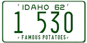 1962 IDAHO STATE LICENSE PLATE--EMBOSSED WITH YOUR CUSTOM NUMBER