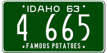 1963 IDAHO STATE LICENSE PLATE--EMBOSSED WITH YOUR CUSTOM NUMBER