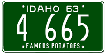 1963 IDAHO STATE LICENSE PLATE--