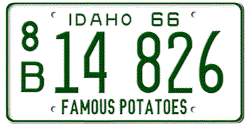 1966 IDAHO STATE LICENSE PLATE--