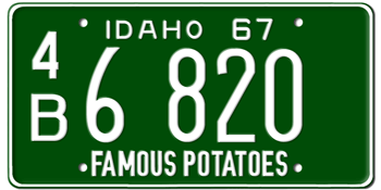 1967 IDAHO STATE LICENSE PLATE--